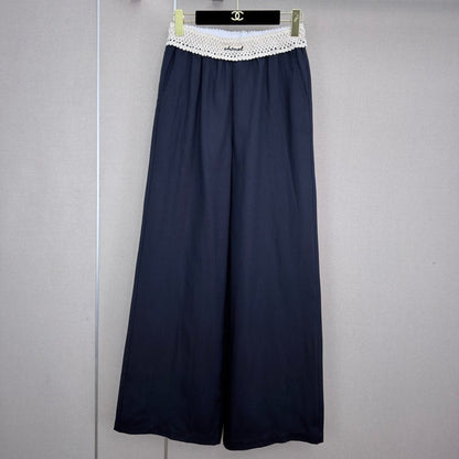 Chanel 2026 Wide-leg Trousers With Unique Waist Tencel Linen 377055