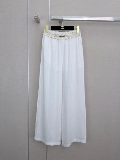 Chanel 2026 Wide-leg Trousers With Unique Waist Tencel Linen 377055