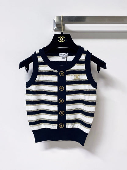 Chanel 2026 Striped Knit Vest Laine Wool 363124