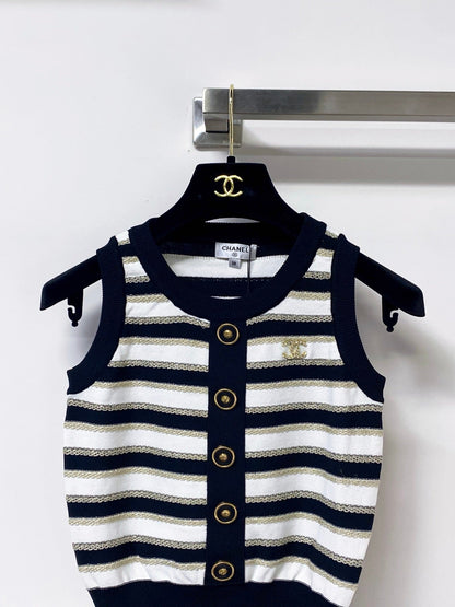 Chanel 2026 Striped Knit Vest Laine Wool 363124