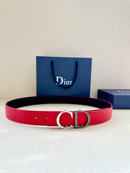 Dior 35mm Montaigne Reversible Belt Grained Calfskin 208469
