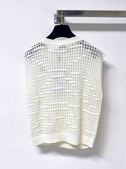 Chanel 2026 V-neck Crochet Knit Vest Acrylic 419420