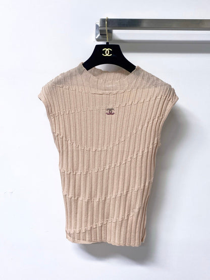 Chanel 2026 Crew Neck Knit Vest Top Tencel 439819