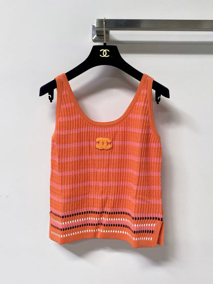 Chanel 2026 Stripped Knit Vest Tencel 442959
