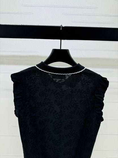 Miumiu 2026 Collared Jacquard Knit Vest Wool Nylon 442704