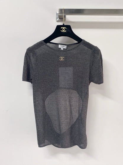 Chanel 2026 Open Knit T-Shirt Laine Wool Metallic Detailing 471873