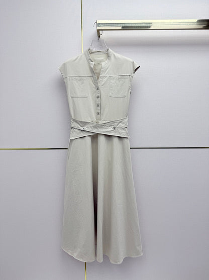 Chanel 2026 Denim V-Neck Dress Cotton 389413