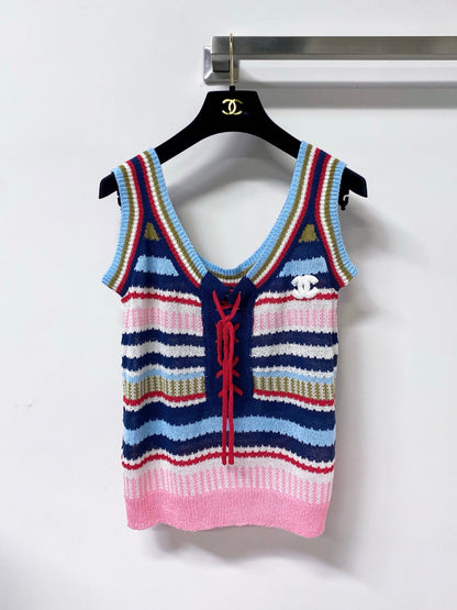 Chanel 2026 Knit Tank Top V-neck Cotton 479947
