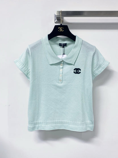 Chanel 2026 Short-Sleeve Knit Polo Shirt Wool Laine 479887