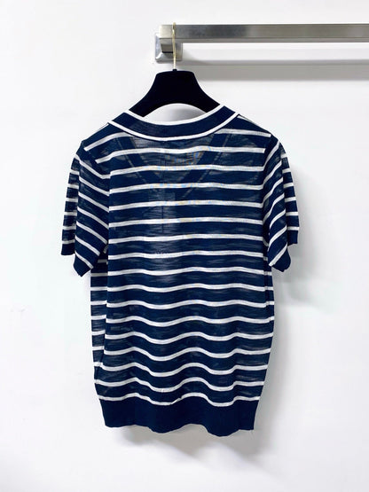 Dior 2026 Striped V-neck Short-Sleeve Shirt Viscosa 487999