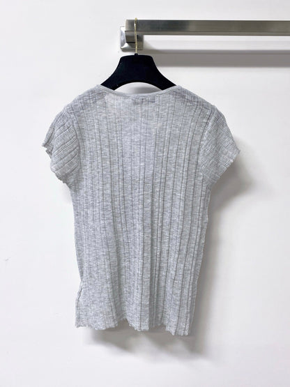 Dior 2026 Short-Sleeve T-Shirt V-neck Top Subtle Front Twist Detail Tencel 487973