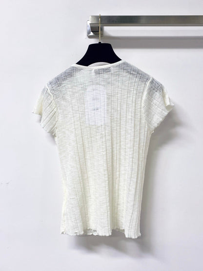 Dior 2026 Short-Sleeve T-Shirt V-neck Top Subtle Front Twist Detail Tencel 487973