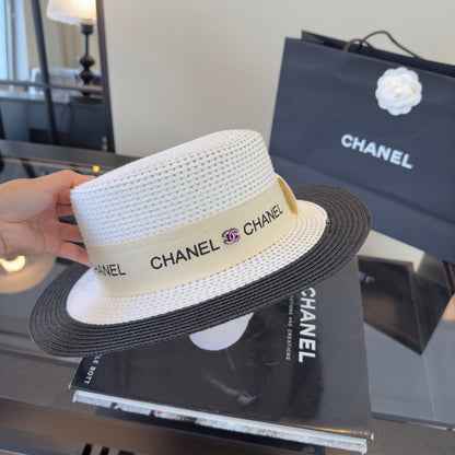 Chanel Straw Hat With Logo Ribbon 299808