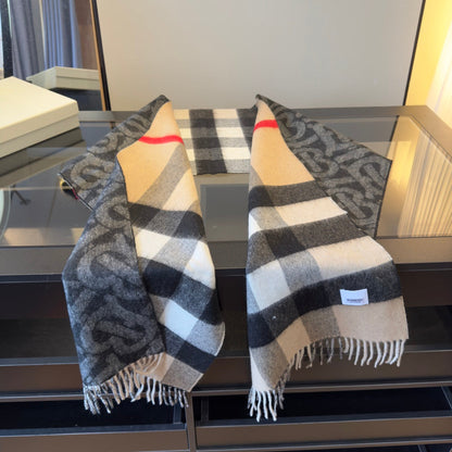 BBR Long Scarf 200CM Beige Gray Black Cashmere 293425