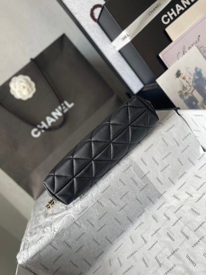 Chanel 2026 Small Shopping Tote Bag Black 24.5cm Black Lambskin 348256