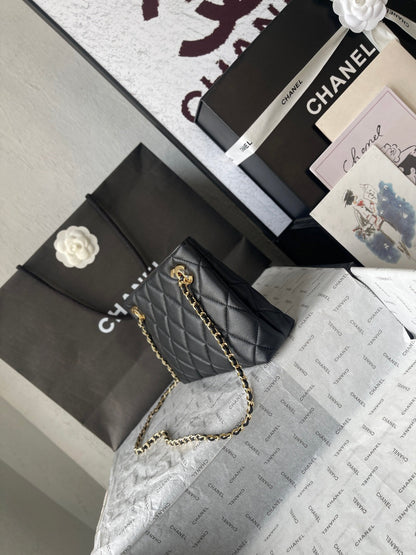 Chanel 2026 Small Shopping Tote Bag Black 24.5cm Black Lambskin 348256