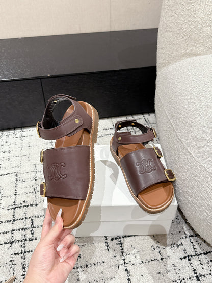 CELINE 25C Dad Sandal Mule Hickory Brown Cowhide 232352