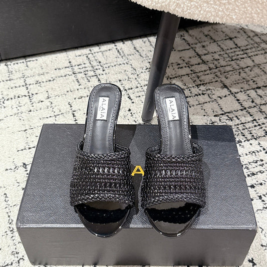 ALAIA  Muller high-heeled black woven leather