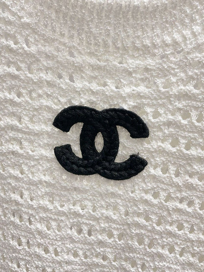 Chanel 2026 Knitted T-shirt Black Pink White Wool 355300