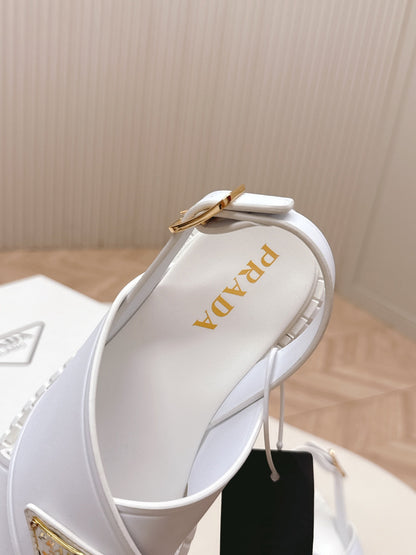 PRA 26S Platform Sandals White Cowhide 600564