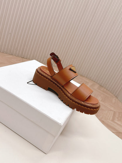 PRA 26S Platform Sandals Brown Cowhide 600566