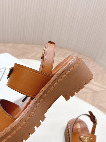 PRA 26S Platform Sandals Brown Cowhide 600566