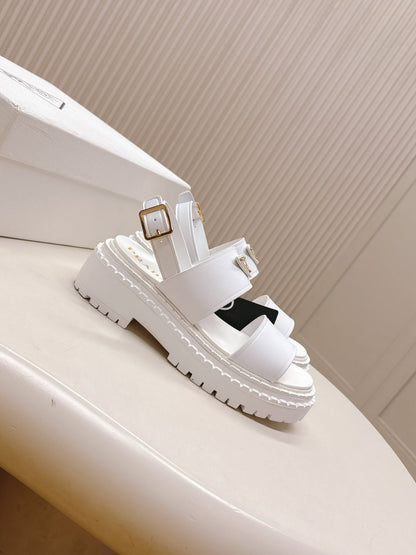 PRA 26S Platform Sandals White Cowhide 600567