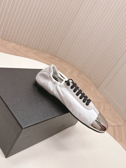 PRA 26S Mary Jane White Light Gray Sliver Canvas Suede 600627