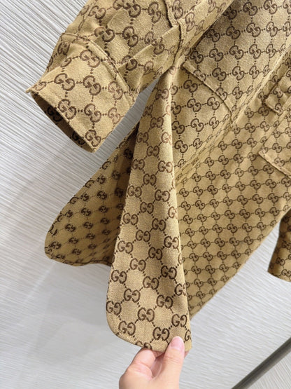 Gucci 2025 Shirt Camel and Ebony Polyester Fiber
