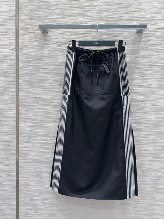 CD 25 Long Skirt Black White Polyester