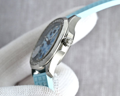 Patek Philippe  Aquanaut 35.6mm Blue Dial Blue Strap Watch