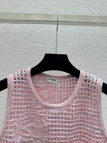 Chanel 2026 Flower Hollow-Out Knit Sleeveless Vest Wool 158962