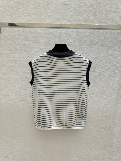 Miumiu 2026 Striped Sleeveless Knit Vest Cotton 341375