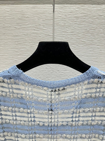 Chanel 2026 Striped Short-sleeved Shirt Blue Polyester Viscose 516783