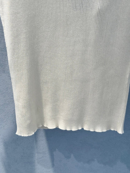 Fendi 25 Letter Hollow Knitted Short Sleeves top White Silk Cotton