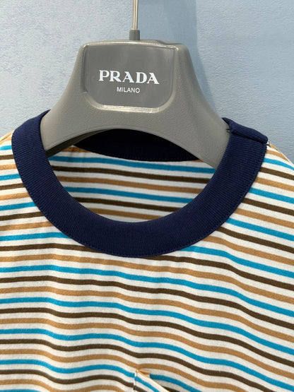 Prada 25 Striped T-shirt Multicolor Cotton 220087