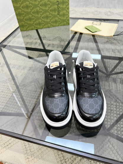 GG Men's Platform Sneaker Black Patent Leather 523472