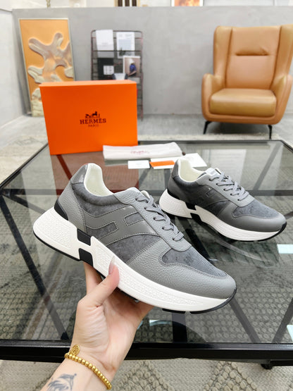 HM Men's Sneaker Grey Cowhide Fabric 603854
