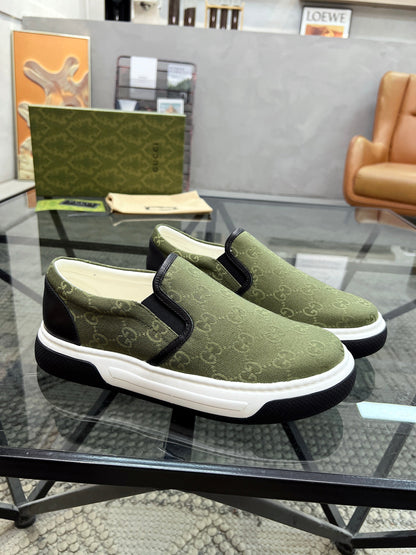 GG Men's Slip on Loafer Olive Green Printed Fabric 721525