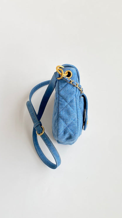 CC Small Postman Hobo 25 Light Blue Denim