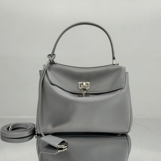 Balenciaga Mini Bag 22 Gray Calfskin Sliver Hardware