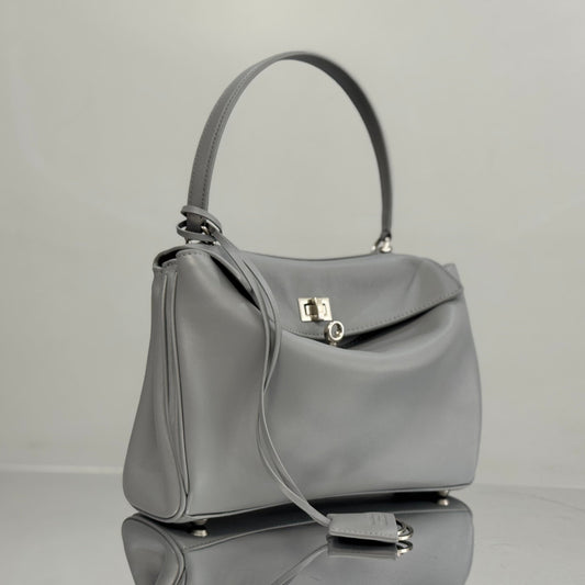 Balenciaga Small Bag 29 Gray Calfskin Sliver Hardware