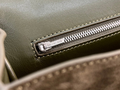 Balenciaga LargeBag 40 Olive Green Suede Sliver Hardware