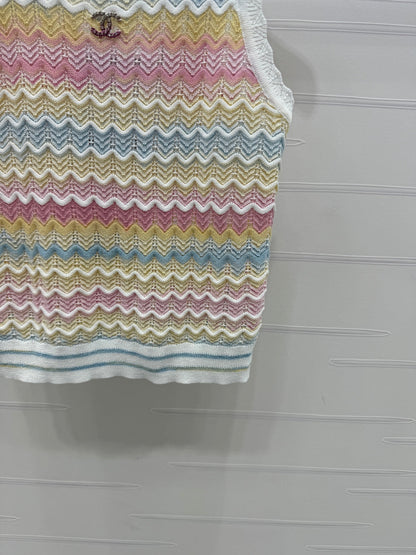 Chanel 25 Multicolor Striped Knitted Tank Top