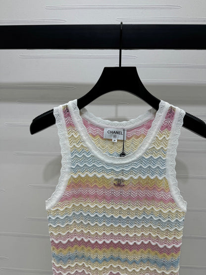 Chanel 25 Multicolor Striped Knitted Tank Top