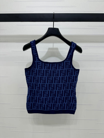 Fendi 25 Blue Knit Tank Top