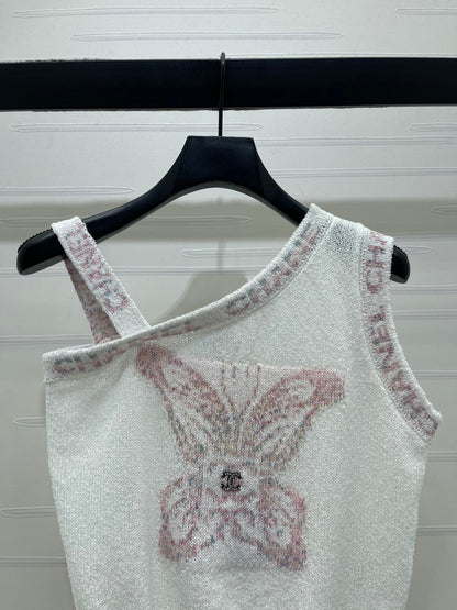 Chanel 2026 Butterfly Off-Shoulder Knitted Vest Wool Cashmere
