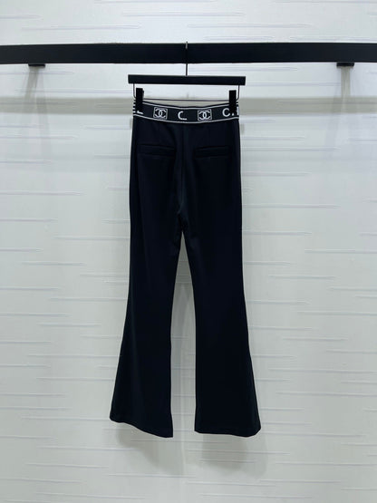 Chanel 2026 Webbing Letter Flared Pant Black White Cotton Polyamide 363365