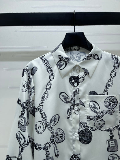 Chanel 2026 Long-sleeved Shirt With Chain Pattern 289851