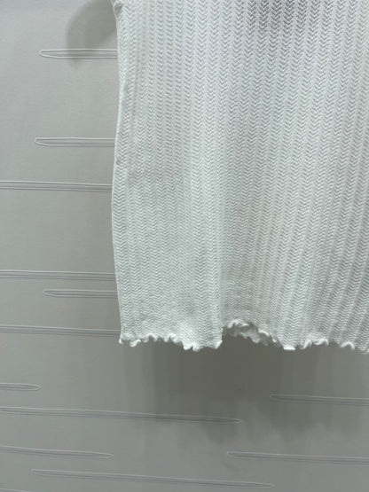Miumiu 2026 Lace Collar Knitted Vest White Tencel 380691